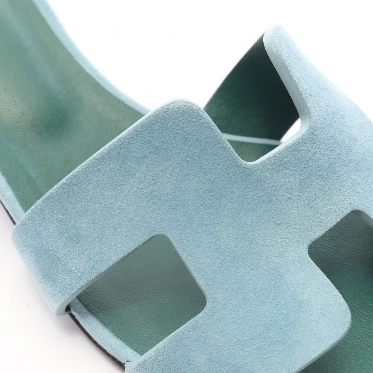 Hermes Sandals Oasis Blue Green Suede — view 7