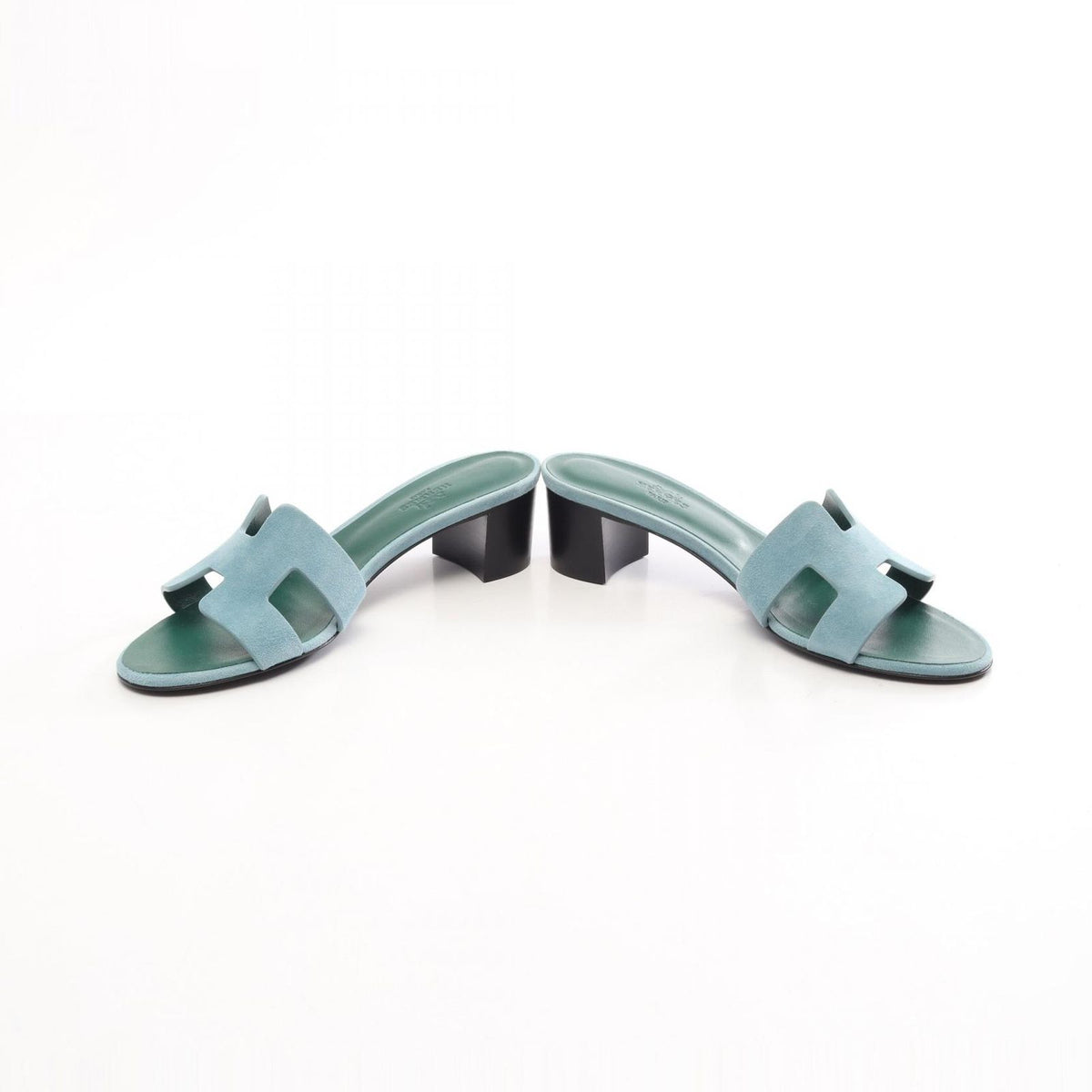 Hermes Sandals Oasis Blue Green Suede — view 3