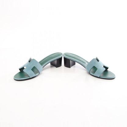 Hermes Sandals Oasis Blue Green Suede — view 3