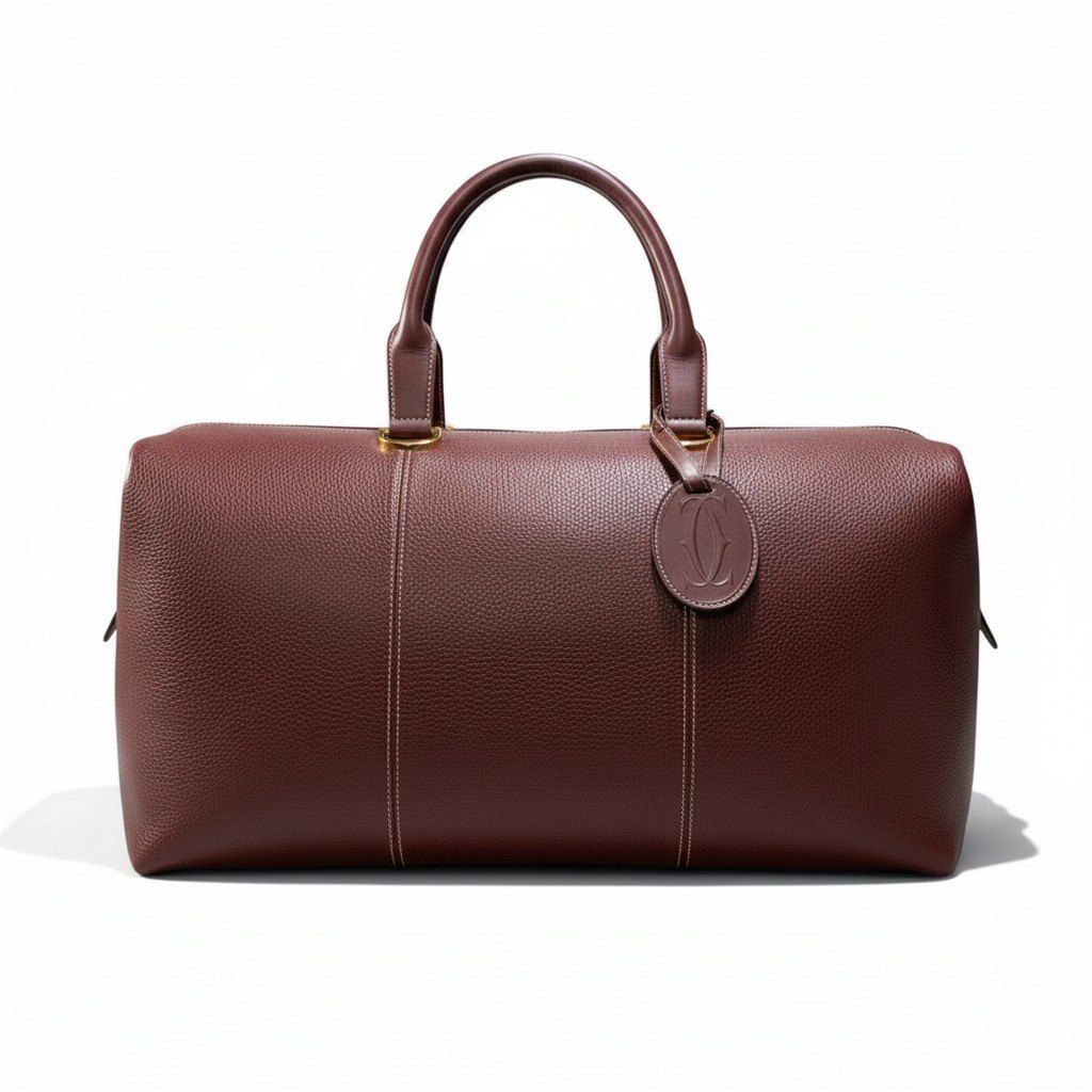 Cartier J4 Vintage Boston Bag Weekender Burgundy Leather