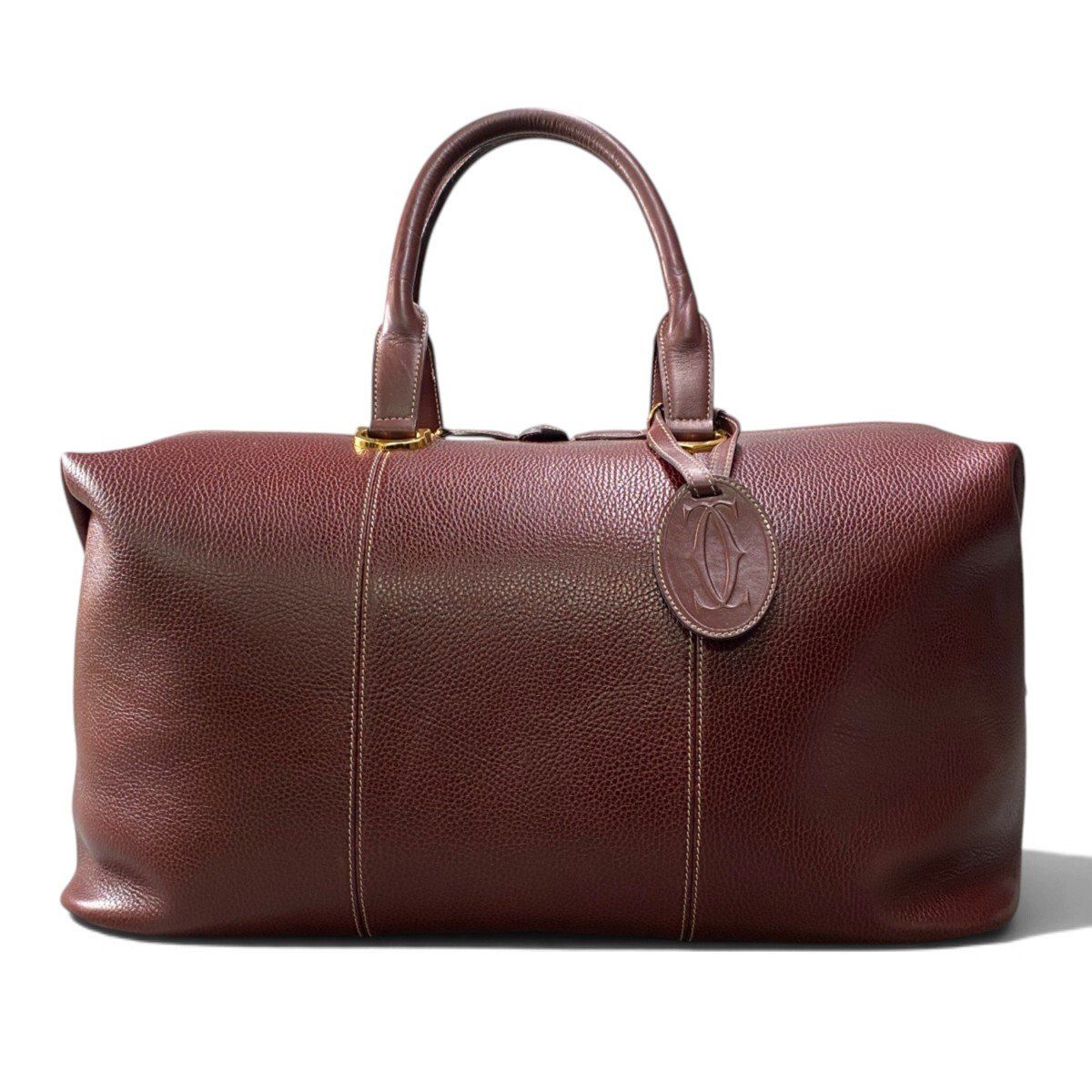 Cartier J4 Vintage Boston Bag Weekender Burgundy Leather — view 3