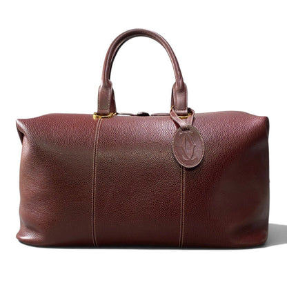 Cartier J4 Vintage Boston Bag Weekender Burgundy Leather — view 3