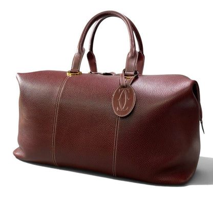 Cartier J4 Vintage Boston Bag Weekender Burgundy Leather — view 2
