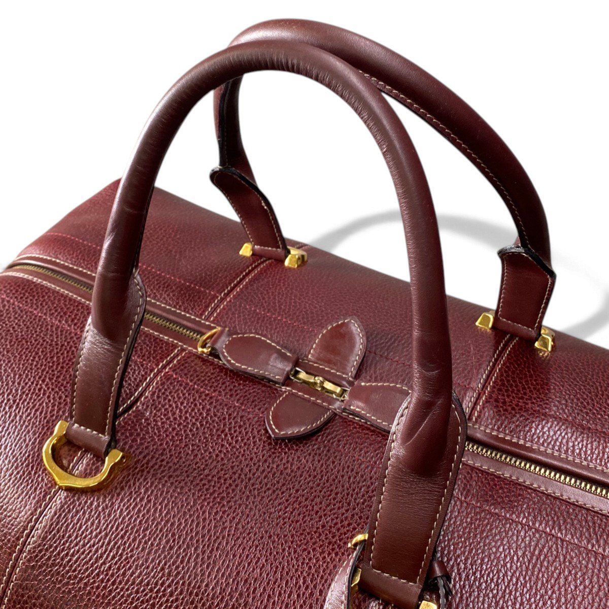 Cartier J4 Vintage Boston Bag Weekender Burgundy Leather — view 6