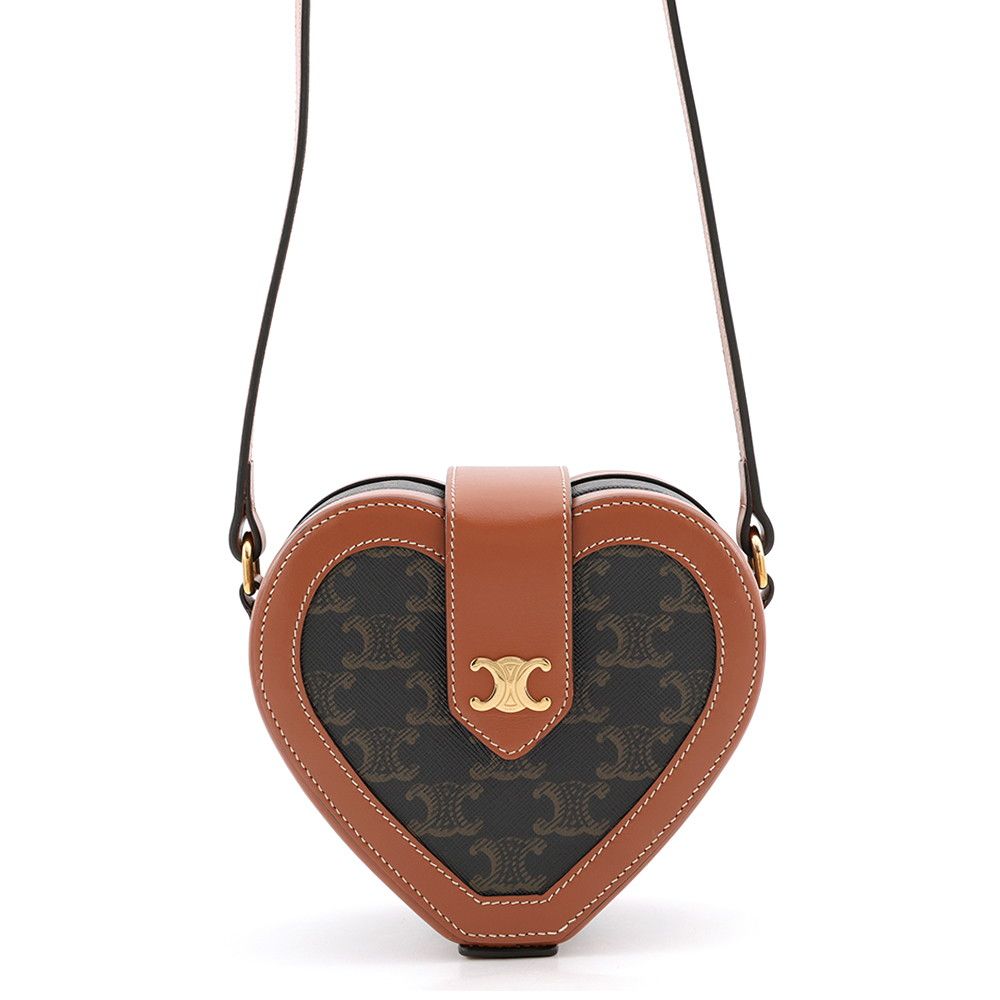Celine Shoulder Bag Triomphe Heart Leather