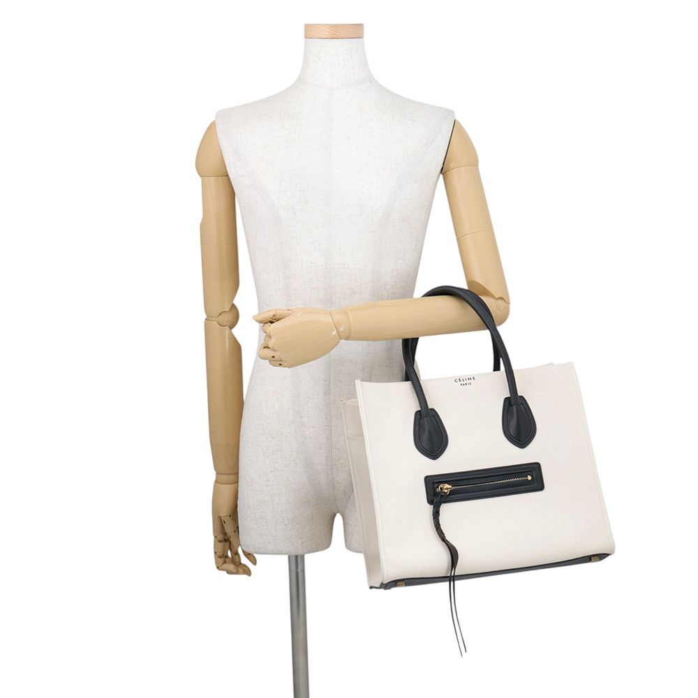 Celine Tote Bag Luggage Phantom Medium Canvas Leather Black — view 4