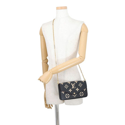 Louis Vuitton Chain Wallet Bicolor Monogram Empreinte Pochette Felicie Black — view 4