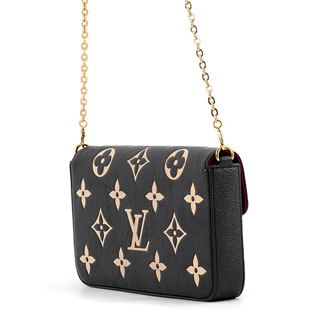 Louis Vuitton Chain Wallet Bicolor Monogram Empreinte Pochette Felicie Black — view 2