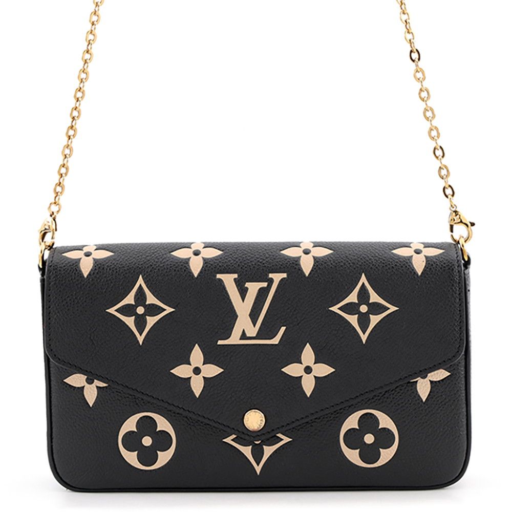 Louis Vuitton Chain Wallet Bicolor Monogram Empreinte Pochette Felicie Black