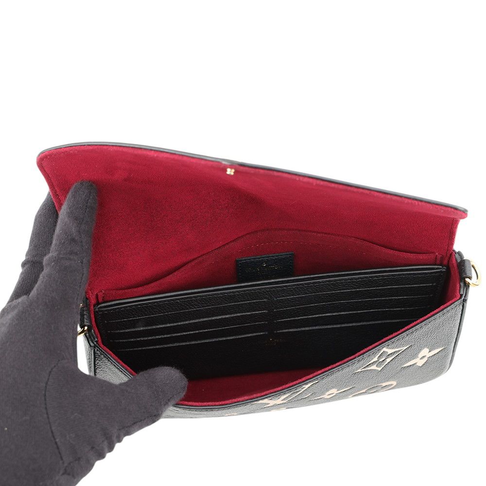 Louis Vuitton Chain Wallet Bicolor Monogram Empreinte Pochette Felicie Black — view 6