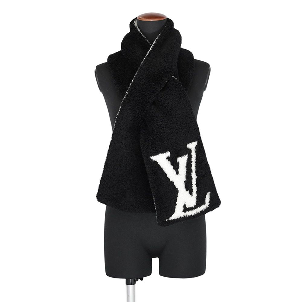 Louis Vuitton Scarf Comfy Wool Nylon LV Signature Reversible White Black — view 3