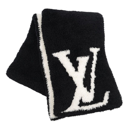 Louis Vuitton Scarf Comfy Wool Nylon LV Signature Reversible White Black