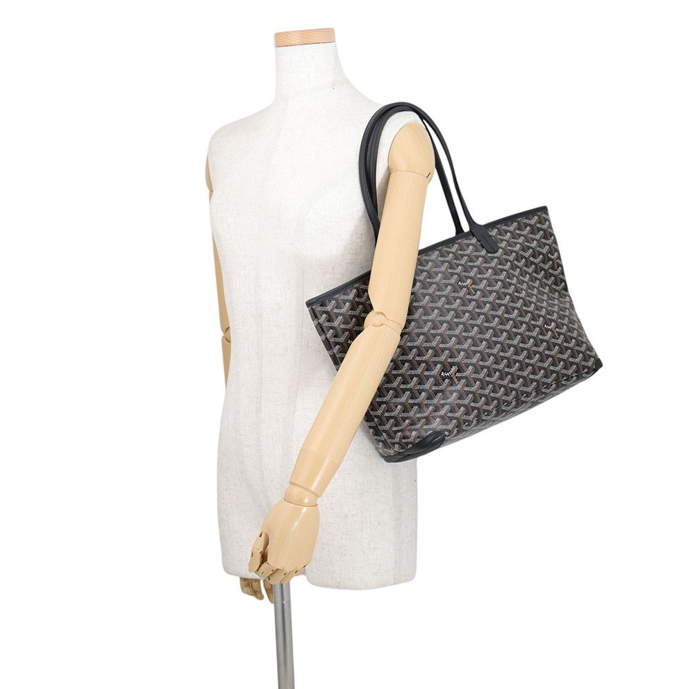 Goyard Tote Bag Artois PM Leather Black Herringbone — view 4