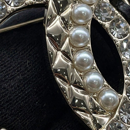 Chanel Brooch CC Logo Rhinestone Faux Pearl Lambskin — view 5
