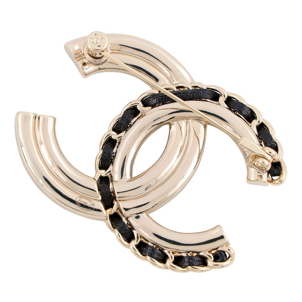 Chanel Brooch CC Logo Rhinestone Faux Pearl Lambskin — view 3