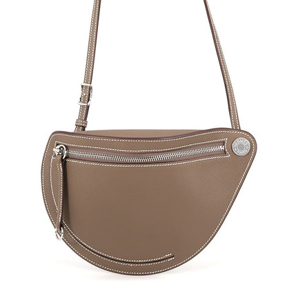 Hermes Shoulder Bag Petite Course Etoupe Silver Epsom