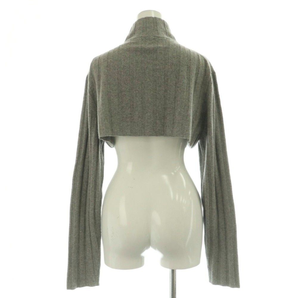 Miu Miu 25 AW Cropped Wool Cashmere Cardigan Knit Long Sleeve Zip Up Gray 36 — view 2