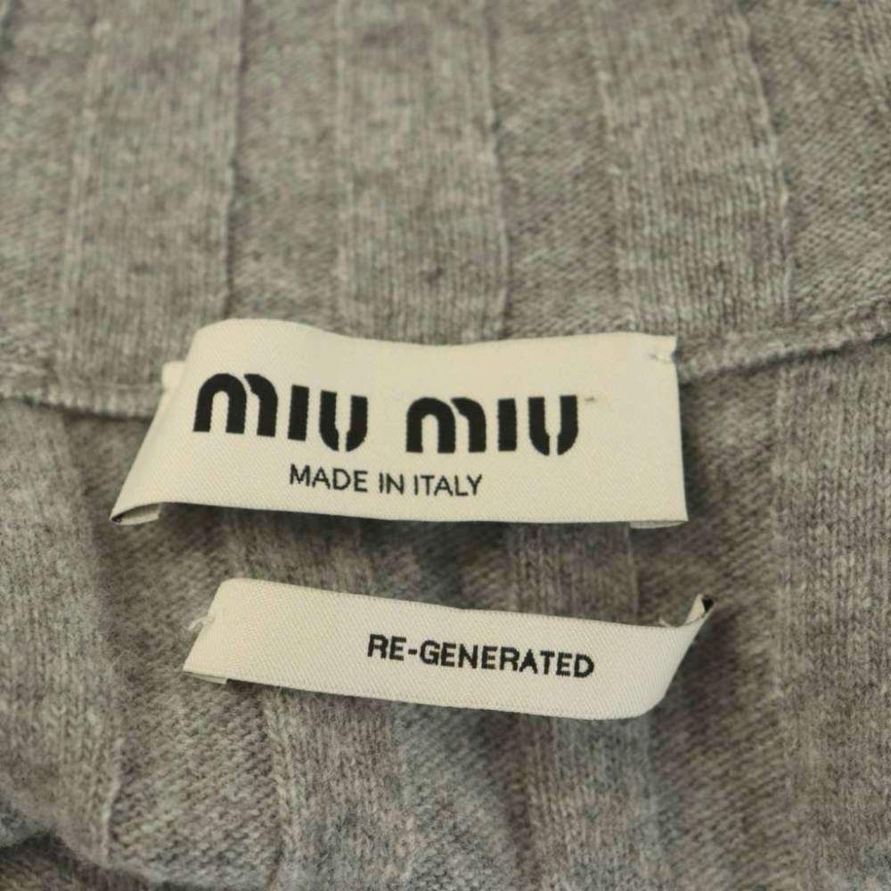 Miu Miu 25 AW Cropped Wool Cashmere Cardigan Knit Long Sleeve Zip Up Gray 36 — view 6