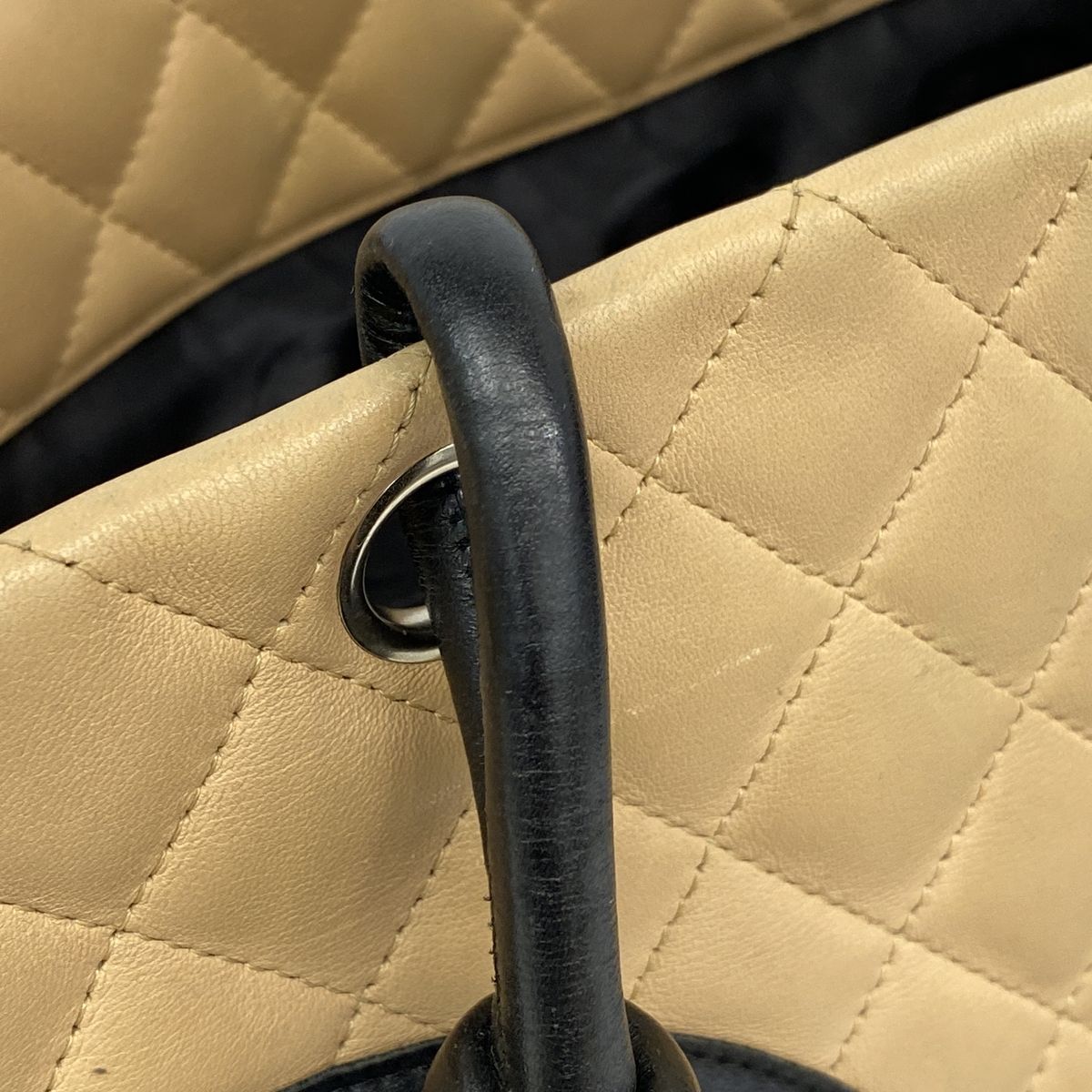 Chanel Tote Bag Cambon Lambskin Beige Black Silver — view 8