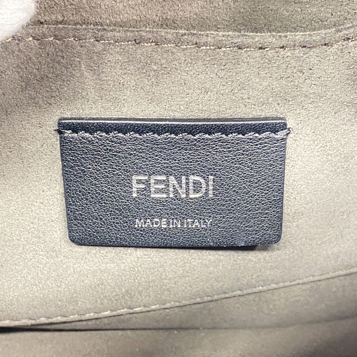 Fendi Shoulder Bag Canai Mini Leather White Gold Silver — view 5
