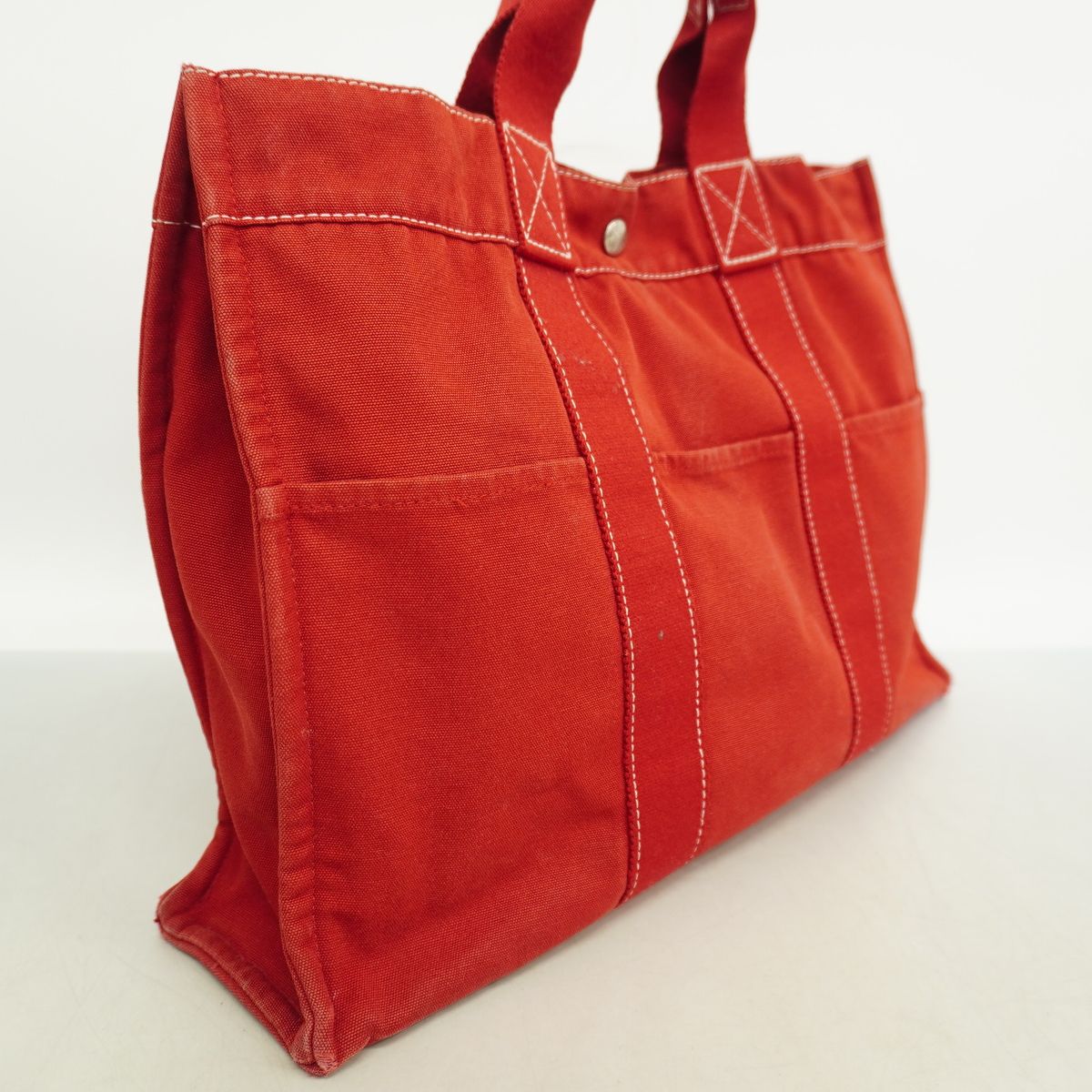 Hermes Tote Bag Fourre Tout MM Canvas Red Silver — view 2