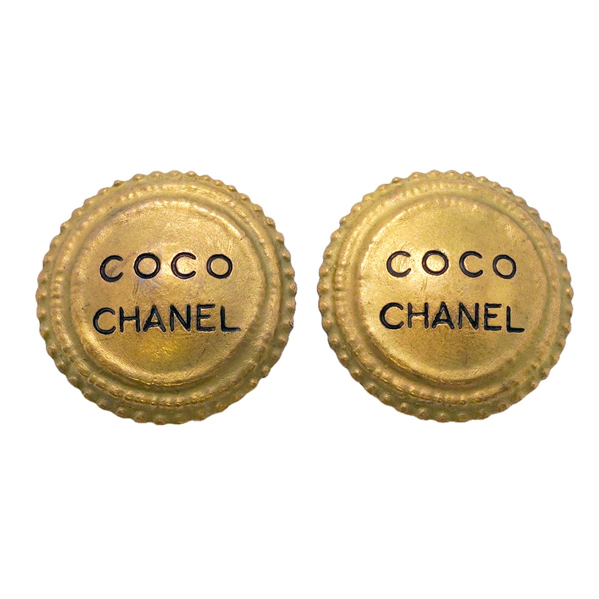 Chanel Earrings Vintage Logo Gold Plated