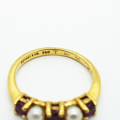 Tiffany & Co Ring 18k Yellow Gold Ruby Pearl Red — view 4