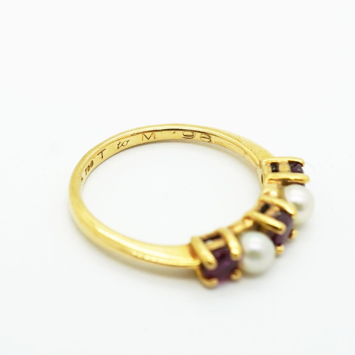 Tiffany & Co Ring 18k Yellow Gold Ruby Pearl Red — view 5