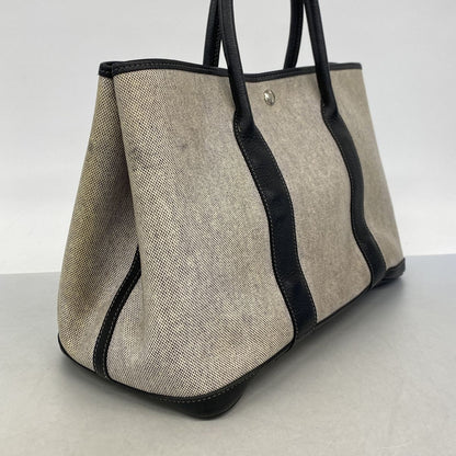 Hermes Tote Bag Garden Party PM Toile H Black Beige Silver — view 2
