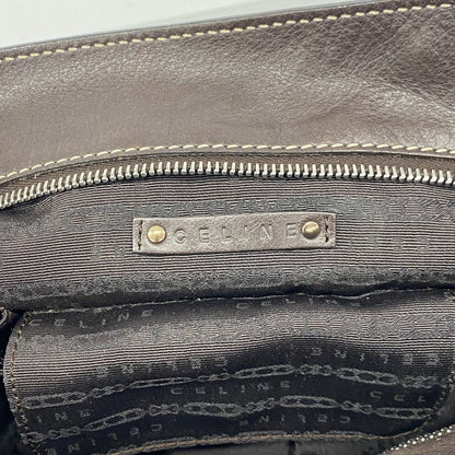 Celine Tote Bag Leather Dark Brown Silver — view 5