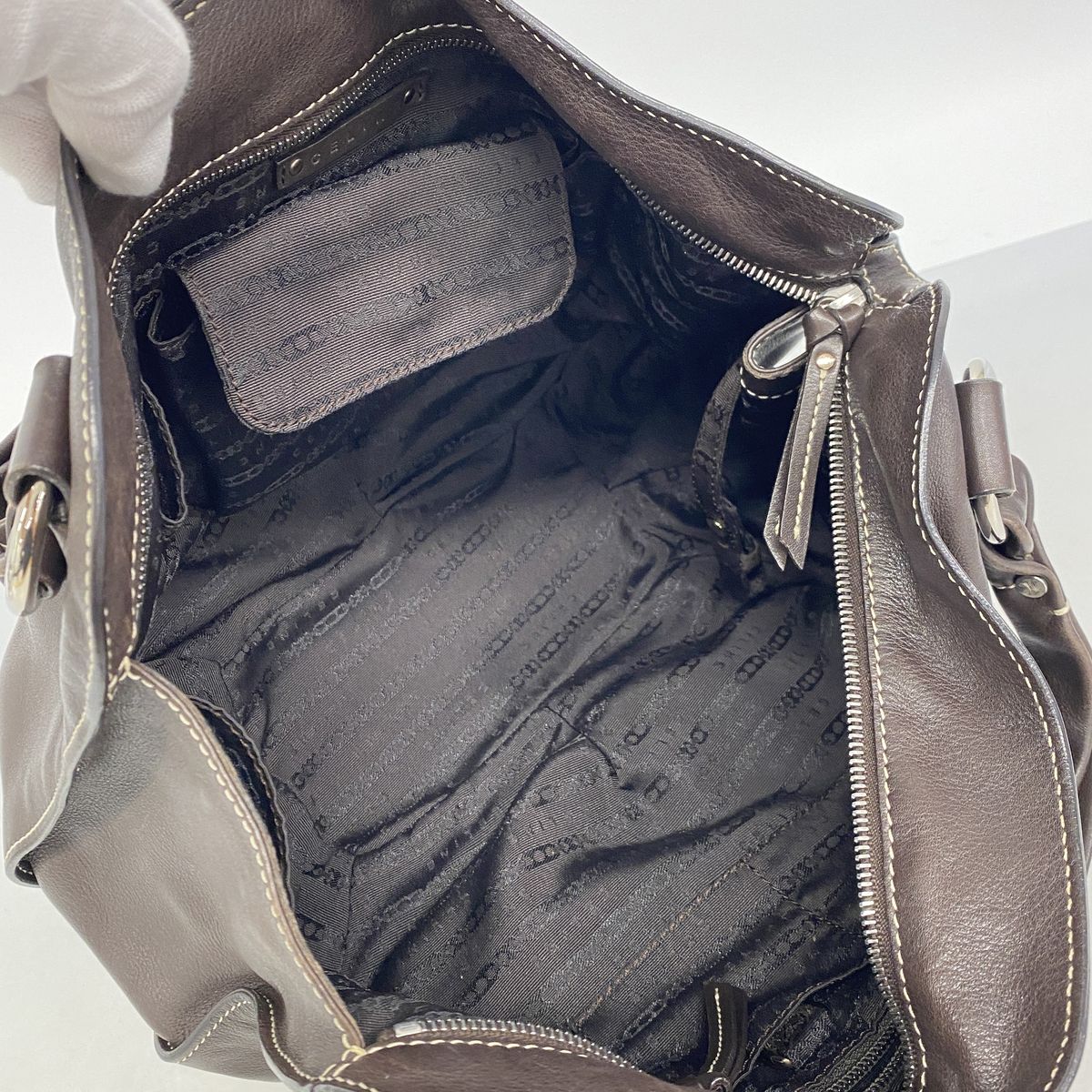 Celine Tote Bag Leather Dark Brown Silver — view 4