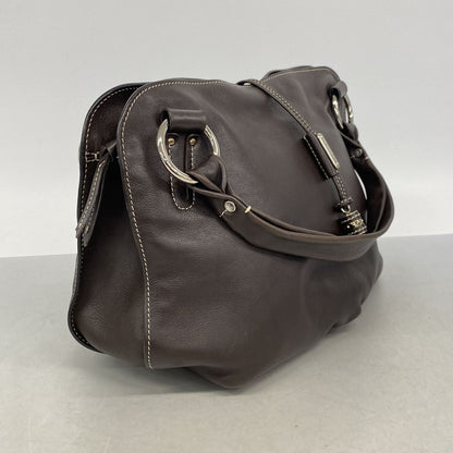 Celine Tote Bag Leather Dark Brown Silver — view 2