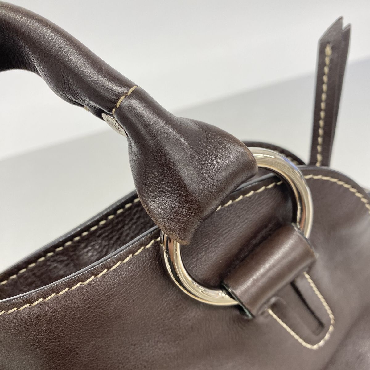 Celine Tote Bag Leather Dark Brown Silver — view 7