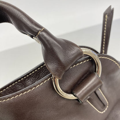 Celine Tote Bag Leather Dark Brown Silver — view 7