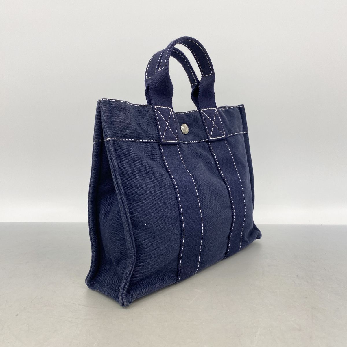 Hermes Handbag Deauville PM Canvas Navy Silver — view 2