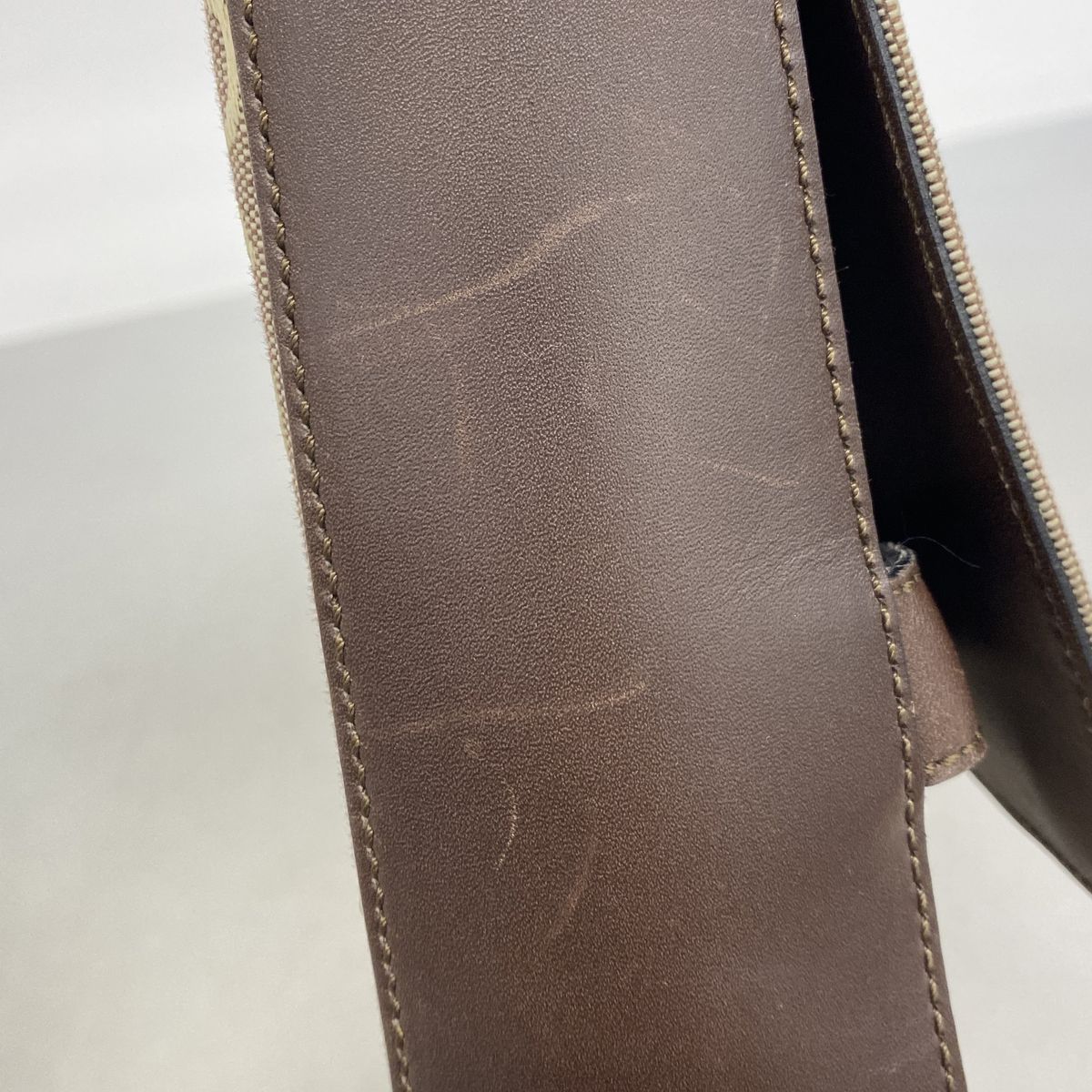 Celine Shoulder Bag C Macadam Canvas Dark Brown Beige Gold — view 7