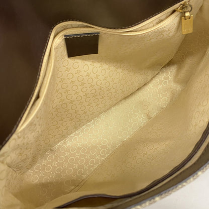 Celine Shoulder Bag C Macadam Canvas Dark Brown Beige Gold — view 4