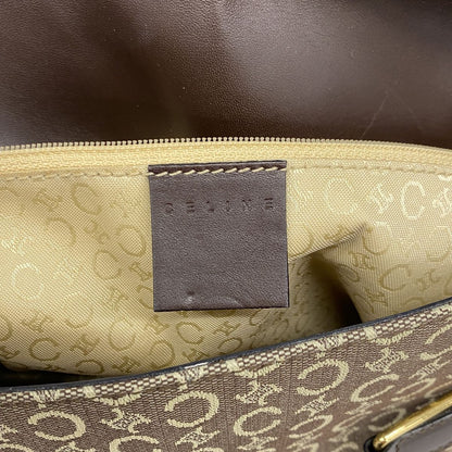 Celine Shoulder Bag C Macadam Canvas Dark Brown Beige Gold — view 5