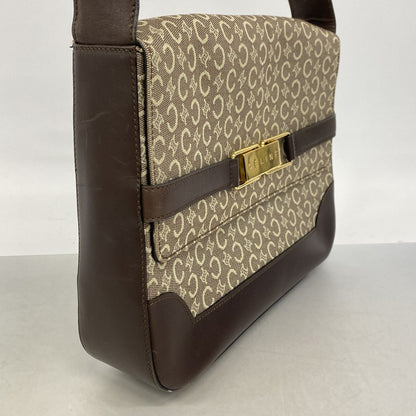 Celine Shoulder Bag C Macadam Canvas Dark Brown Beige Gold — view 2