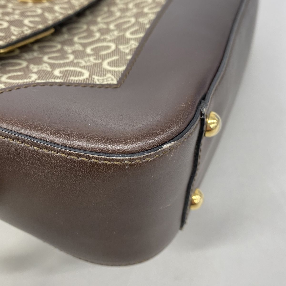 Celine Shoulder Bag C Macadam Canvas Dark Brown Beige Gold — view 6