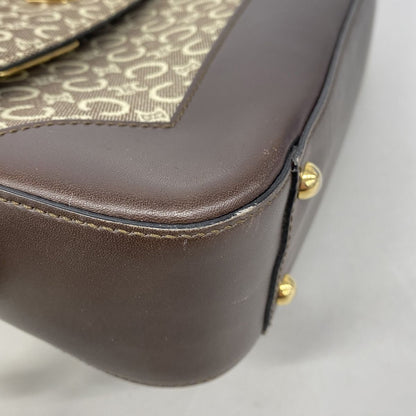 Celine Shoulder Bag C Macadam Canvas Dark Brown Beige Gold — view 6