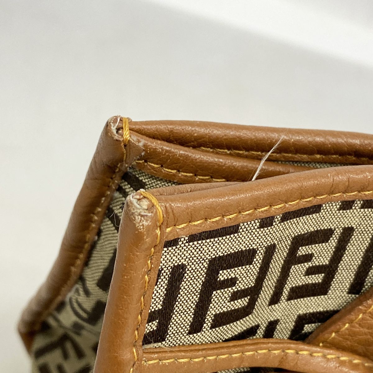 Fendi Tote Bag Zucchino Nylon Canvas Brown Gold — view 7