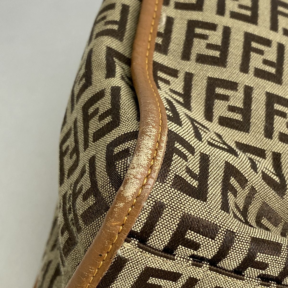 Fendi Tote Bag Zucchino Nylon Canvas Brown Gold — view 6