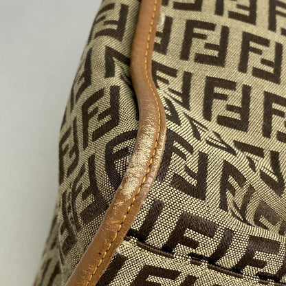 Fendi Tote Bag Zucchino Nylon Canvas Brown Gold — view 6