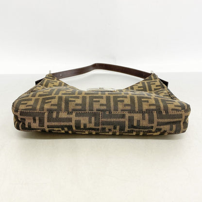 Fendi Shoulder Bag Zucca Nylon Canvas Brown Silver — view 3