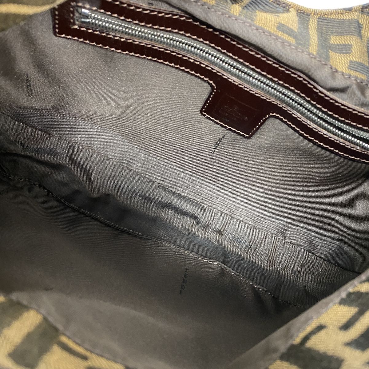 Fendi Shoulder Bag Zucca Nylon Canvas Brown Silver — view 4