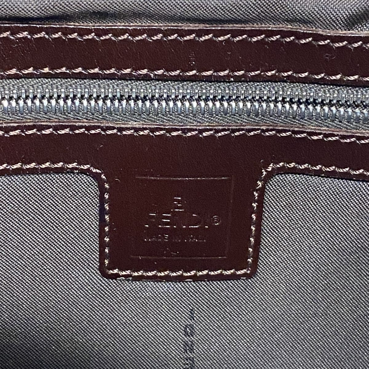 Fendi Shoulder Bag Zucca Nylon Canvas Brown Silver — view 5