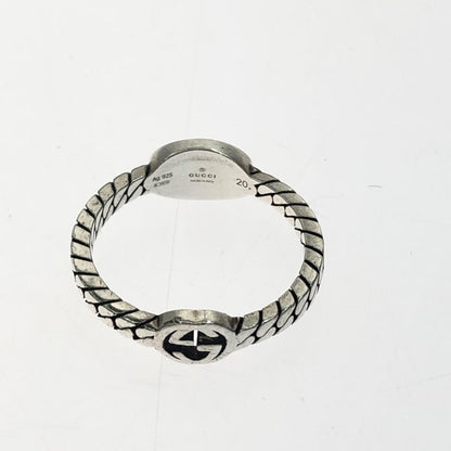 Gucci Silver Ring Interlocking G Slim Black Enamel — view 4