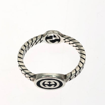 Gucci Silver Ring Interlocking G Slim Black Enamel — view 3