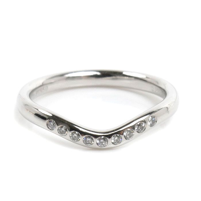 Tiffany & Co Platinum Curved Band Diamond Ring — view 3